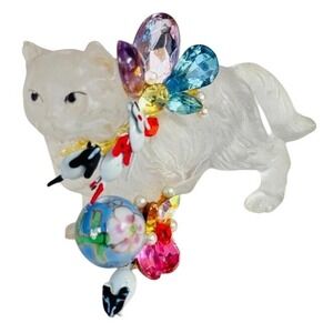 VTG Katrina Art Cat Kitten Brooch Signed pin Designer 80s high end Pop Art rare